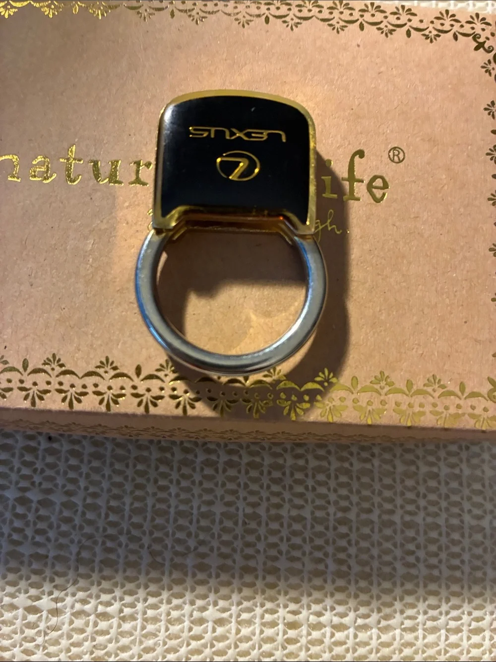 Lexus Gold pltd metal/alloy Phone Ring Holder/fob-Vintage-pull apart #luxuryAuto